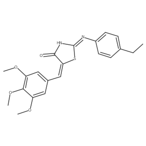 2-(4-Ethyl-phenylimino)-5-(3,4,5-trimethoxy-benzylidene)-thiazolidin-4-one结构式