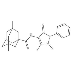 N-(1,5-dimethyl-3-oxo-2-phenyl-pyrazol-4-yl)-3,5-dimethyl-adamantane-1-carboxamide结构式