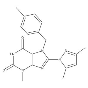 8-(3,5-Dimethylpyrazol-1-yl)-7-[(4-fluorophenyl)methyl]-3-methyl-4,5-dihydropurine-2,6-dione Structure