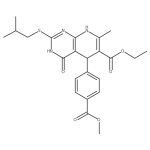 Ethyl 2-(isobutylthio)-5-(4-(methoxycarbonyl)phenyl)-7-methyl-4-oxo-3,4,5,8-tetrahydropyrido[2,3-d]pyrimidine-6-carboxylate结构式