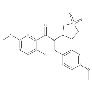 5-chloro-N-(1,1-dioxo-1lambda6-thiolan-3-yl)-N-[(4-methoxyphenyl)methyl]-2-(methylsulfanyl)pyrimidine-4-carboxamide Structure