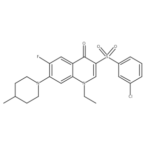 3-((3-chlorophenyl)sulfonyl)-1-ethyl-6-fluoro-7-(4-methylpiperidin-1-yl)quinolin-4(1H)-one结构式