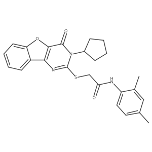 2-[(3-cyclopentyl-4-oxo-3,4-dihydro[1]benzofuro[3,2-d]pyrimidin-2-yl)sulfanyl]-N-(2,4-dimethylphenyl)acetamide结构式