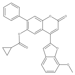 4-(7-methoxy-1-benzofuran-2-yl)-2-oxo-7-phenyl-2H-chromen-6-yl cyclopropanecarboxylate结构式