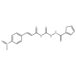 2-Thiophenecarboxylic acid, 2-[[[3-(4-nitrophenyl)-1-oxo-2-propen-1-yl]amino]thioxomethyl]hydrazide Structure