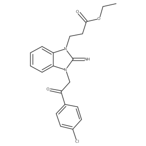Ethyl 3-[2-(4-chlorophenyl)-2-oxoethyl]-2,3-dihydro-2-imino-1H-benzimidazole-1-propanoate结构式