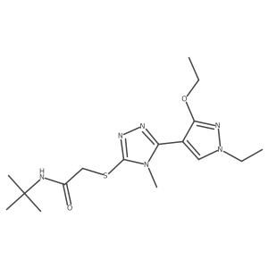 N-(tert-butyl)-2-((5-(3-ethoxy-1-ethyl-1H-pyrazol-4-yl)-4-methyl-4H-1,2,4-triazol-3-yl)thio)acetamide结构式