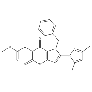 methyl [7-benzyl-8-(3,5-dimethyl-1H-pyrazol-1-yl)-3-methyl-2,6-dioxo-2,3,6,7-tetrahydro-1H-purin-1-yl]acetate Structure