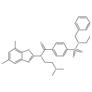 N-[2-(Dimethylamino)ethyl]-N-(5,7-dimethyl-2-benzothiazolyl)-4-[[ethyl(phenylmethyl)amino]sulfonyl]benzamide结构式