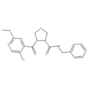 N-benzyl-3-[5-chloro-2-(methylsulfanyl)pyrimidine-4-carbonyl]-1,3-thiazolidine-4-carboxamide Structure