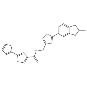 5-(furan-2-yl)-N-((5-(2-methyl-2,3-dihydrobenzofuran-6-yl)isoxazol-3-yl)methyl)isoxazole-3-carboxamide结构式