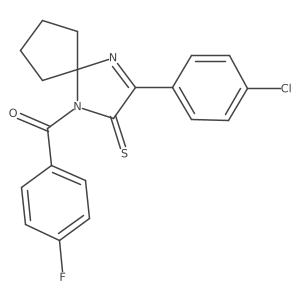 3-(4-Chlorophenyl)-1-(4-fluorobenzoyl)-1,4-diazaspiro[4.4]non-3-ene-2-thione Structure