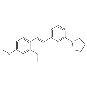 4-[(E)-2-(2,4-dimethoxyphenyl)ethenyl]-2-(pyrrolidin-1-yl)pyrimidine结构式