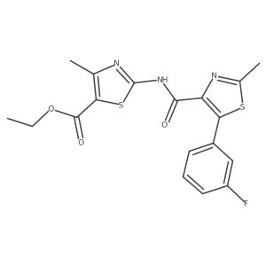 Ethyl 2-({[5-(3-fluorophenyl)-2-methyl-1,3-thiazol-4-yl]carbonyl}amino)-4-methyl-1,3-thiazole-5-carboxylate Structure