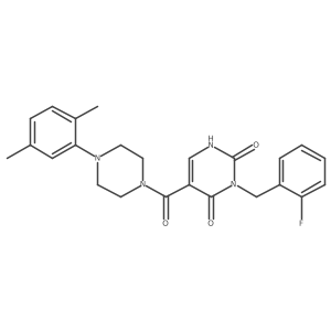 5-(4-(2,5-dimethylphenyl)piperazine-1-carbonyl)-3-(2-fluorobenzyl)pyrimidine-2,4(1H,3H)-dione结构式