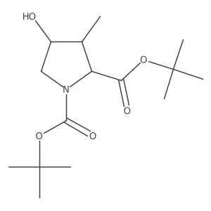 (2S,3S,4R)-Di-tert-butyl 4-hydroxy-3-methylpyrrolidine-1,2-dicarboxylate结构式