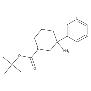 Tert-butyl 3-amino-3-(pyrimidin-5-yl)piperidine-1-carboxylate结构式