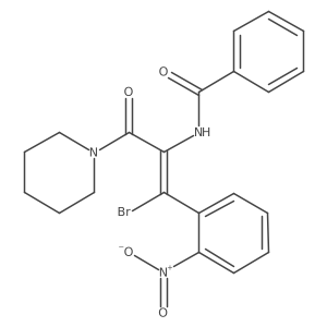 (Z)-N-(1-Bromo-1-(2-nitrophenyl)-3-oxo-3-(piperidin-1-yl)prop-1-en-2-yl)benzamide结构式
