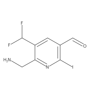 2-(Aminomethyl)-3-(difluoromethyl)-6-iodopyridine-5-carboxaldehyde Structure