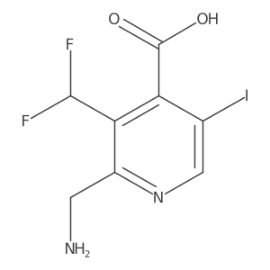 2-(Aminomethyl)-3-(difluoromethyl)-5-iodopyridine-4-carboxylic acid Structure