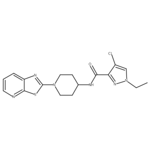 4-chloro-1-ethyl-N-(1-(thiazolo[5,4-b]pyridin-2-yl)piperidin-4-yl)-1H-pyrazole-3-carboxamide Structure