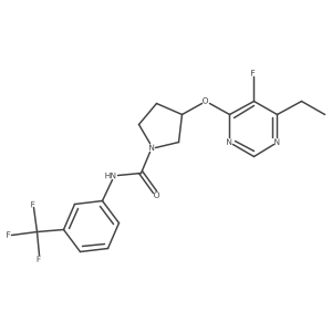 3-((6-ethyl-5-fluoropyrimidin-4-yl)oxy)-N-(3-(trifluoromethyl)phenyl)pyrrolidine-1-carboxamide结构式