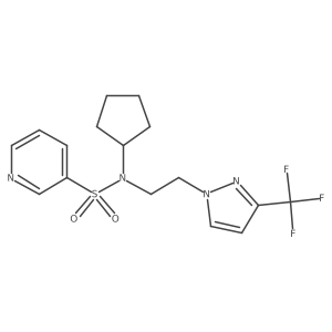N-cyclopentyl-N-(2-(3-(trifluoromethyl)-1H-pyrazol-1-yl)ethyl)pyridine-3-sulfonamide结构式