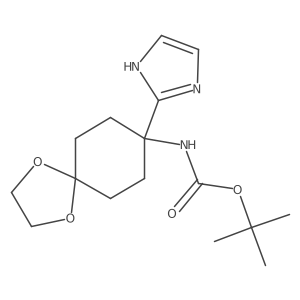 tert-Butyl N-[8-(1H-imidazol-2-yl)-1,4-dioxaspiro[4.5]decan-8-yl]carbamate结构式