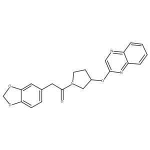 2-(2H-1,3-benzodioxol-5-yl)-1-[3-(quinoxalin-2-yloxy)pyrrolidin-1-yl]ethan-1-one结构式