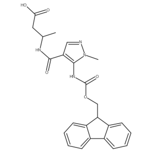 (3R)-3-{[5-({[(9H-fluoren-9-yl)methoxy]carbonyl}amino)-1-methyl-1H-pyrazol-4-yl]formamido}butanoic acid结构式