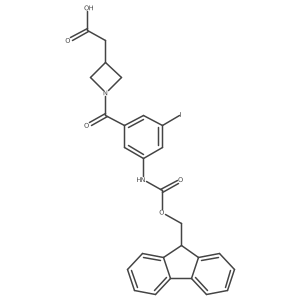 2-{1-[3-({[(9H-fluoren-9-yl)methoxy]carbonyl}amino)-5-iodobenzoyl]azetidin-3-yl}acetic acid结构式