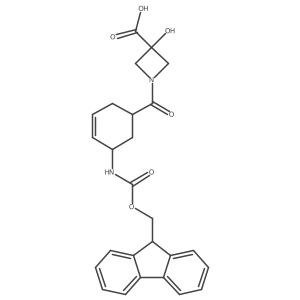 1-[5-({[(9H-fluoren-9-yl)methoxy]carbonyl}amino)cyclohex-3-ene-1-carbonyl]-3-hydroxyazetidine-3-carboxylic acid结构式