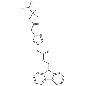 2-{2-[4-({[(9H-fluoren-9-yl)methoxy]carbonyl}amino)-1H-pyrazol-1-yl]acetamido}-2-methylpropanoic acid结构式