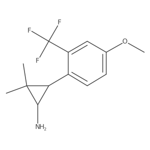 rac-(1R,3S)-3-[4-methoxy-2-(trifluoromethyl)phenyl]-2,2-dimethylcyclopropan-1-amine结构式