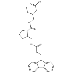 rac-3-({[(1R,2S)-2-[({[(9H-fluoren-9-yl)methoxy]carbonyl}amino)methyl]cyclopentyl]formamido}methyl)pentanoic acid结构式