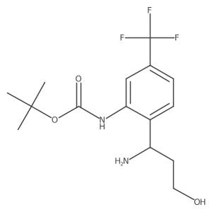 tert-butyl N-[2-(1-amino-3-hydroxypropyl)-5-(trifluoromethyl)phenyl]carbamate Structure