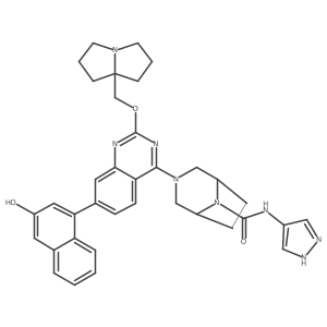 3-(7-(3-hydroxynaphthalen-1-yl)-2-((tetrahydro-1H-pyrrolizin-7a(5H)-yl)methoxy)quinazolin-4-yl)-N-(1H-pyrazol-4-yl)-3,8-diazabicyclo[3.2.1]octane-8-carboxamide Structure