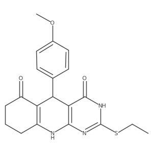 2-(ethylsulfanyl)-5-(4-methoxyphenyl)-5,8,9,10-tetrahydropyrimido[4,5-b]quinoline-4,6(3H,7H)-dione结构式