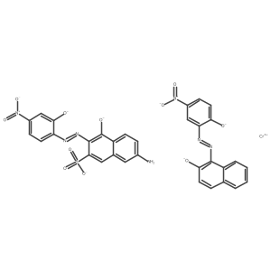 (7-Amino-4-(hydroxy-kappaO)-3-((2-(hydroxy-kappaO)-4-nitrophenyl)diazenyl-kappaN1)naphthalene-2-sulfonato(3-))(1-((2-(hydroxy-kappaO)-5-nitrophenyl)diazenyl-kappaN1)naphthalen-2-olato(2-)-kappaO)chromate(2-)结构式