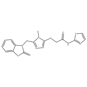 2-((4-methyl-5-((2-oxobenzo[d]thiazol-3(2H)-yl)methyl)-4H-1,2,4-triazol-3-yl)thio)-N-(thiazol-2-yl)acetamide Structure