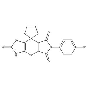 6'-(4-bromophenyl)-4a'H-spiro[cyclopentane-1,8'-pyrrolo[3',4':5,6]thiopyrano[2,3-d][1,3]thiazole]-2',5',7'(3'H,6'H,7a'H)-trione Structure