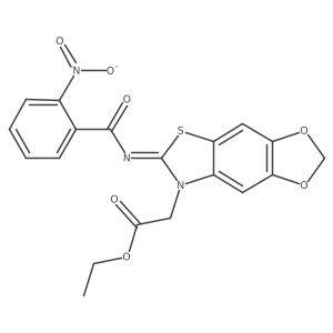 (Z)-ethyl 2-(6-((2-nitrobenzoyl)imino)-[1,3]dioxolo[4',5':4,5]benzo[1,2-d]thiazol-7(6H)-yl)acetate结构式