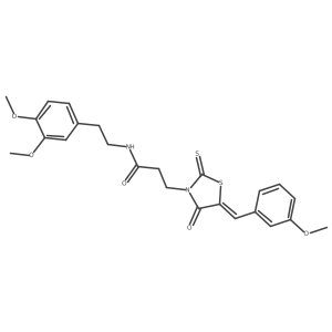 (Z)-N-(3,4-dimethoxyphenethyl)-3-(5-(3-methoxybenzylidene)-4-oxo-2-thioxothiazolidin-3-yl)propanamide结构式