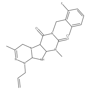 7-[(2-chloro-6-fluorophenyl)methyl]-3,9-dimethyl-1-prop-2-enyl-5a,9a,10,10a-tetrahydro-4H-purino[8,7-c][1,2,4]triazine-6,8-dione Structure