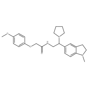 2-(4-methoxyphenoxy)-N-(2-(1-methylindolin-5-yl)-2-(pyrrolidin-1-yl)ethyl)acetamide结构式