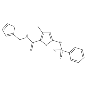 N-(furan-2-ylmethyl)-4-methyl-2-(phenylsulfonamido)thiazole-5-carboxamide结构式