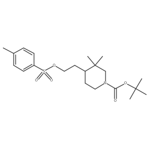 3,3-Dimethyl-4-[2-(toluene-4-sulfonyloxy)-ethyl]-piperidine-1-carboxylic acid tert-butyl ester结构式