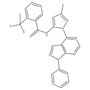 N-(3-Methyl-1-{1-phenyl-1H-pyrazolo[3,4-D]pyrimidin-4-YL}-1H-pyrazol-5-YL)-2-(trifluoromethyl)benzamide Structure