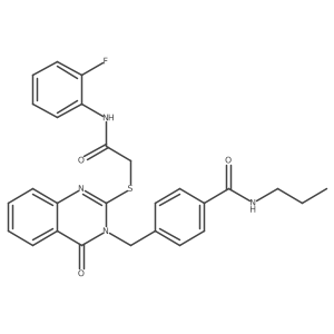 4-((2-((2-((2-fluorophenyl)amino)-2-oxoethyl)thio)-4-oxoquinazolin-3(4H)-yl)methyl)-N-propylbenzamide结构式