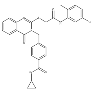 4-((2-((2-((5-chloro-2-methylphenyl)amino)-2-oxoethyl)thio)-4-oxoquinazolin-3(4H)-yl)methyl)-N-cyclopropylbenzamide结构式